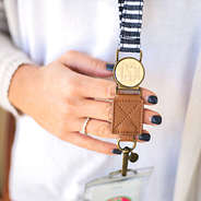 close up of monogrammed lanyard