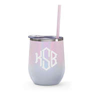 Monogrammed Wine Tumbler in Purple Tie Dye
