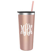 monogrammed rose gold stainless steel tumbler