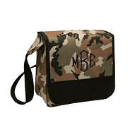 camo monogrammed messenger lunch cooler