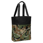 Monogrammed Colorblock Tote in Camo