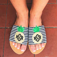 monogrammed pineapple toppers for slide sandals