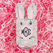 monogrammed bunny koolie with pink confetti