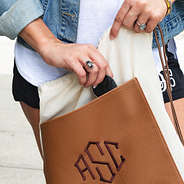 pocket on monogrammed cinch bag