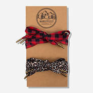 flat shoelace pack in buffalo plaid and leopard