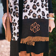 leopard print monogrammed scarf