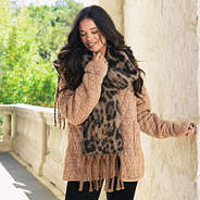 leopard print scarf worn peyton close