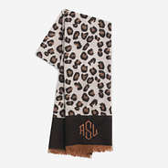 monogrammed leopard print rectangle scarf