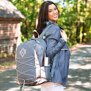 monogrammed uptown backpack on back
