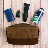 mens toiletries with sp23 monogrammed waxed canvas dopp kit with name