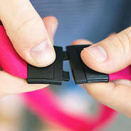 breakaway clasp on hot pink lanyard