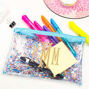 glitter monogrammed pencil pouch