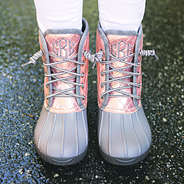 personalized duck boots in rose gold