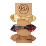 elastic bow set with gold, plaid and suede bows