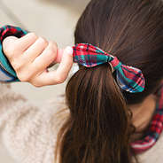 plaid bow with sherpa