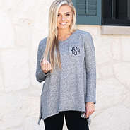 heathered gray monogrammed flowy tunic