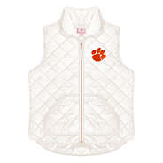 clemson puffy vest in ivory