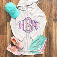 monogrammed terry hoodie with tie dye design and running shorts