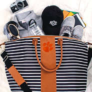 packed clemson weekender bag