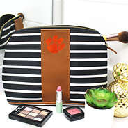 clemson cosmetic bag with makeup