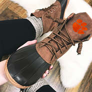 clemson duck boot selfie with duck boot socks
