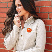 clemson heathered pullover tunic on brunette