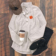clemson heathered pullover tunic with leopard bottom sneakers