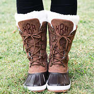 oatmeal sherpa socks with winter duck boots