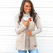 illinois oatmeal heathered quilted vest with coffee
