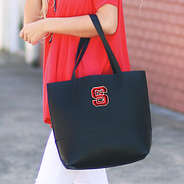 black basic tote bag with nc state embroidered logo