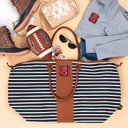nc state striped weekender bag with accessories