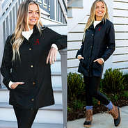 Blonde wearing Alabama rain jacket in black