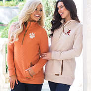 girls in clemson and alabama quilted pullover sweatshirts