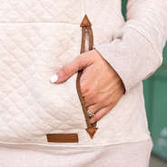 detail shot of quilted pullover sweatshirt