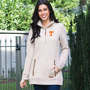 tennessee quilted pullover sweatshirt in front of fence