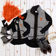 mommy and me tennessee herringbone vests with duck boots
