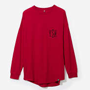 monogrammed long sleeve shirt in crimson
