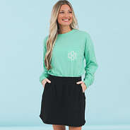monogrammed mint long sleeve shirt with black skort