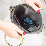 inside of monogrammed ring handle tote purse