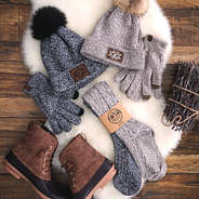 matching monogrammed beanie, gloves and duck boot socks