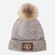 monogrammed marbelized knit beanie in brown