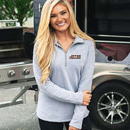 JMU pullover sweatshirt at tailgate