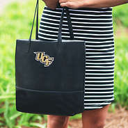 central florida black basic tote bag with striped dress