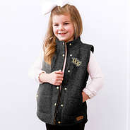 black and gold ucf kids quilted vest