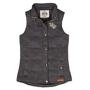 ucf heathered quilted vest in black