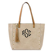 monogrammed cheyenne tote in taupe