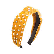 pearl knotted headband in mustard