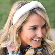 ivory sherpa knotted headband with blanket scarf