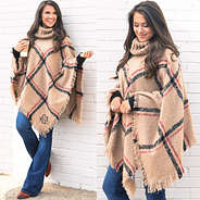 monogrammed plaid poncho with flares