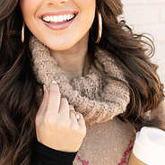 cozy neck on monogrammed plaid poncho